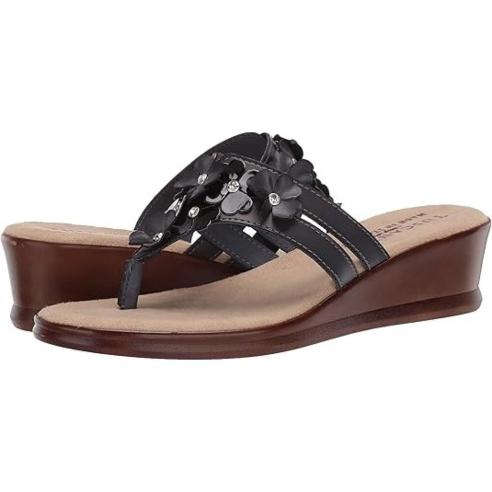 Easy Street Womens Allegro Slip on Slide Sandal Round Open Toe Black Size 9M